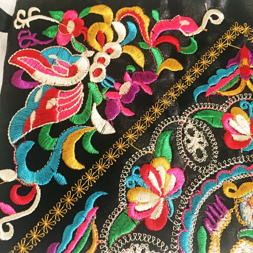 Colorful Floral Embroidered Pink Tassel Wristlet - Picture 6 of 15
